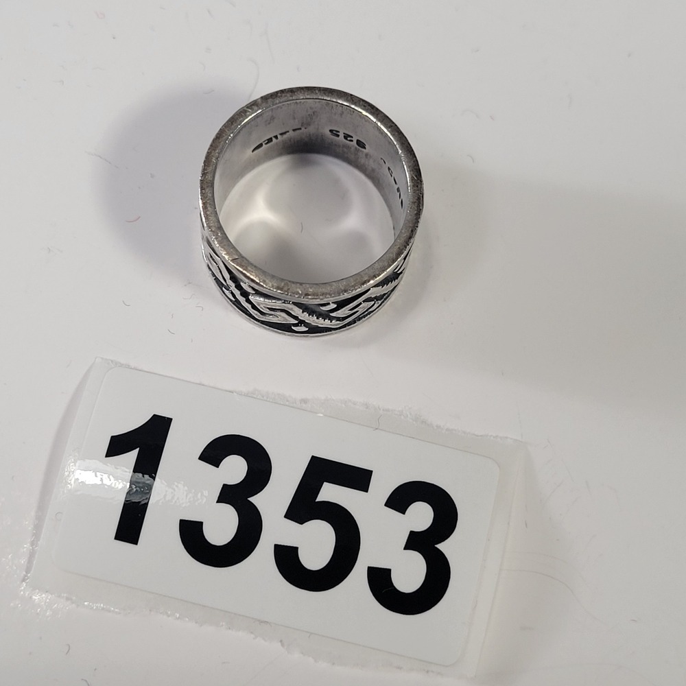 Vintage Mexico 925 Sterling‎ Silver Wide Band Ring Greek Key Size 6.5 - 10.2g - Picture 9 of 9
